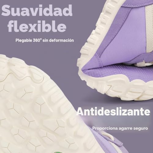 Miniatura 6 de Saguaro Mujer Invierno Botas Barefoot, Zapatillas Minimalistas Cálidas Para Nieve Y Senderismo, Uso Diario Y Entrenamiento Morado, Gr.39