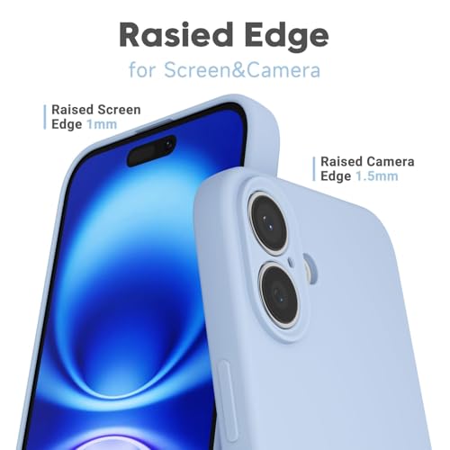 LoeoeL for iPhone 16 Phone Case Silicone, Minimalist Ultra Thin Slim Soft Rubber Gel Solid Color Matte TPU Cute Case for Women Men, Girly Plain Aesthetic Design & Camera Cover Protection, Light Blue by LoeoeL - Used condition - Image 4
