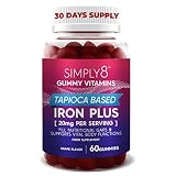 Simply8 Iron Gummies 20 MG – Prenatal Ferritin Supplement Enhanced with Vitamins C, B3, B5, B6, B12,