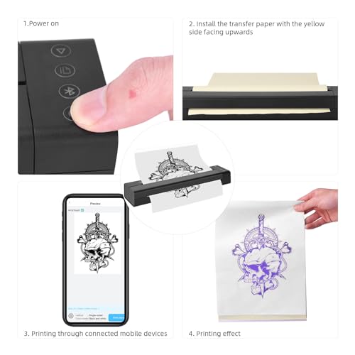 Miniatura 6 de Atomus Mini Impresora Térmica Portátil 2500mah Papel Térmico Y Papel De Transferencia De Tatuajes Impresora De Oficina 113e