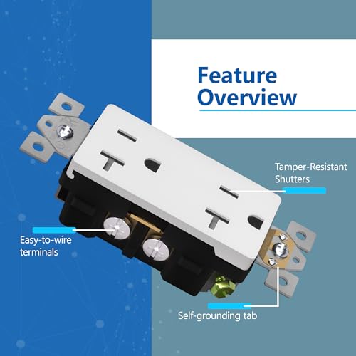 LIDER Decorator Receptacle, Tamper-Resistant Wall Outlet, 20A, 5-Pack by LIDER - Used condition - Image 4