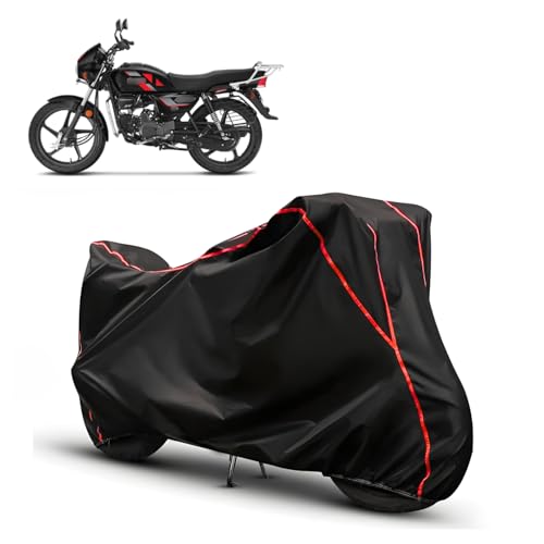 Image of Water Resistant Bike Cover for Hero Splendor Plus | All Weather, UV Heat Resistant, Dustproof, Triple Stitched, Windproof Elastic Bottom
