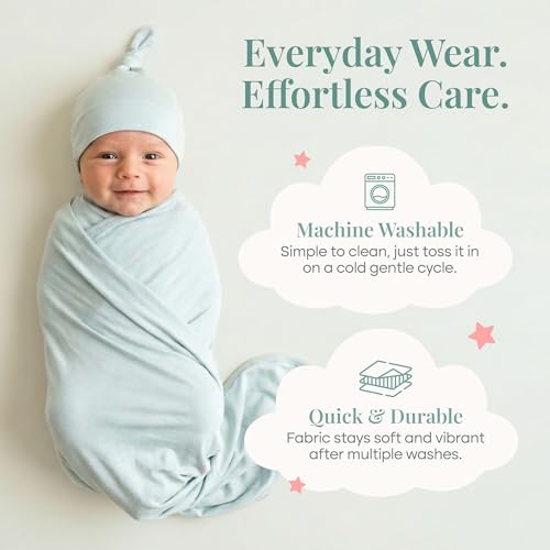 Image of Caden Lane Baby Swaddle & Receiving Blanket, Soft, Breathable & Temperature-Regulating Bamboo Viscose Fabric for Swaddling Newborns, Gender Neutral Infant Blanket for Boys & Girls, Lily Pad Green