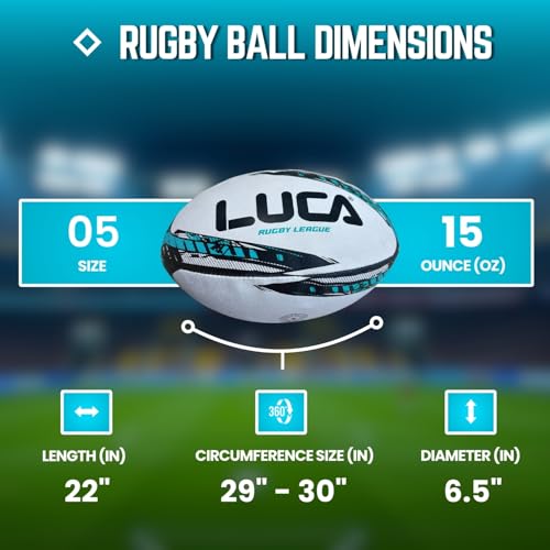 Image of LUCA Rugby Ball Sizes 3, 4 & 5 Hand Stitched Super Grip 3-Ply Construction