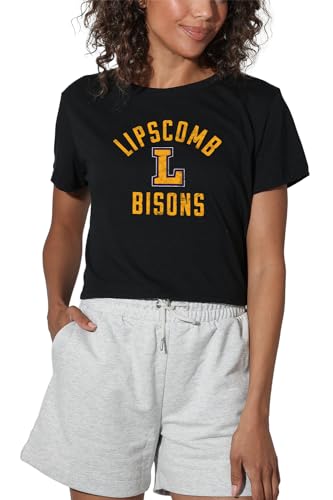 Lipscomb University Official Bisons Logo Women's Crop Top T-Shirt, Black, M