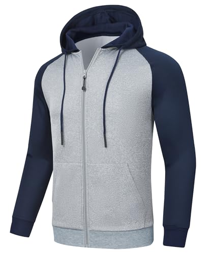 YuKaiChen Men's Full Zip Hooded Sweatshirt Contrast Color Jacket Hoodies with Kangaroo Pockets