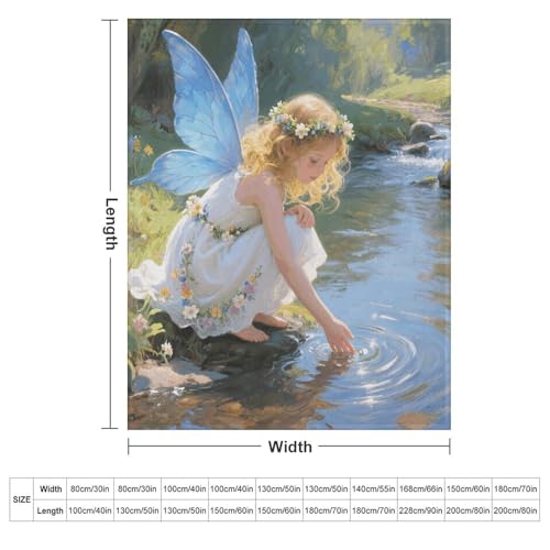 Soft Throw Blanket For Couch, Lightweight Flannel Blanket For Sofa, Stream Water Flower Fairy Couch Throw Bed, Warm Cozy Decorative Blankets Fall Winter Decor 50"X60" - 2