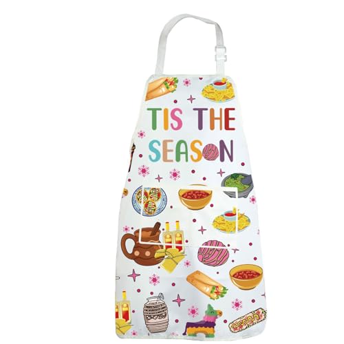 Tablier de Noël mexicain CENWA Tis The Season en coton réglable