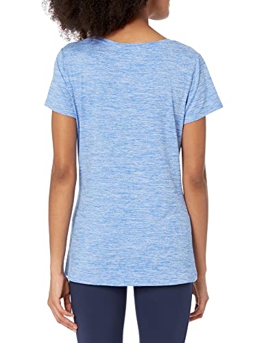 Amazon Essentials Women's Tech Stretch Short-Sleeve V-Neck T-Shirt (Available In Plus Size), Pack Of 2, Coral Orange/Light Blue, Space Dye, Medium #TOP1