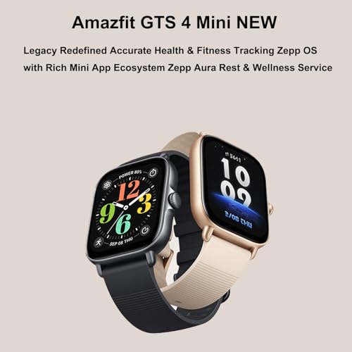 Amazfit GTS 4 Mini New relógio inteligente Zepp Aura, 1,75 polegadas, GPS, Alexa 5 ATM embutido, rel
