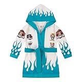 MINI RONIN MMA Baby Bathrobe Collection - 100% Cotton Unisex Hooded Bathrobes for Boys & Girls, Fun Graphic Designs (US, Age, 12 Months, White-Turquoise)