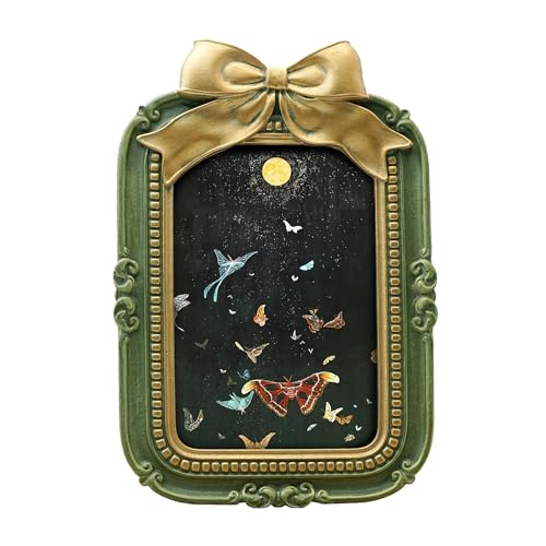BILXIM 4x6 Vintage Picture Frame Antique Green Ornate Bow Photo Frame for Wall Hanging or Tabletop Display Retro Home Decor Photo Gallery Art