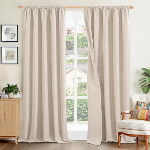 BGment Linen Blackout Curtains 84 Inches Long 2 Panels Bedroom Rod Pocket