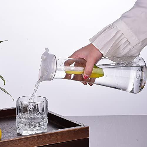 Miniatura 2 de Paquete de 2 jarras de agua acrílicas con tapa abatible, jarra inastillable de grado alimenticio y reciclable, para agua, té helado, jugo, limonada,