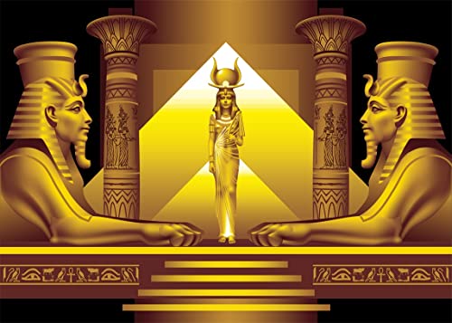 BELECO 10x6.5ft Fabric Golden Egypt Temple Backdrop Palace Hall Stairway Egyptian Pyramid Pharaoh Sphinx Egypt Queen Cleopatra Photography Background Egypt Theme Party Decor Portrait Photoshoot