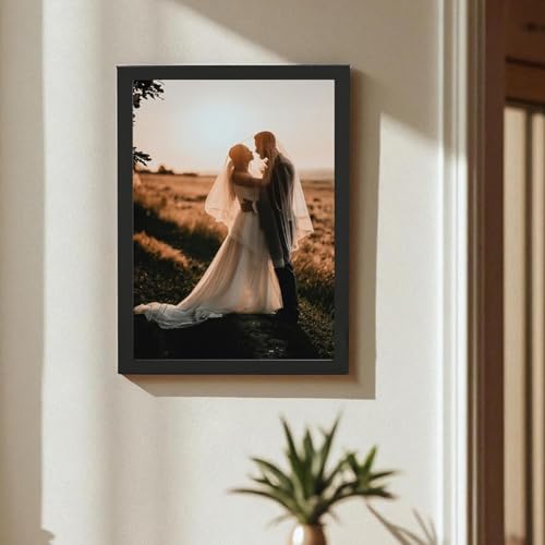 Image of A4 Document Photo Frame Set of 2 Black Photo Frames for Home and Office decoration (Photo Size 8 x 12 Inches)