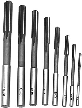 8pcs Reamer Set, HSS H8 Straight Shank Chucking Machine Cutter Milling Reamer Kit 3/4/5/6/7/8/9/10mm