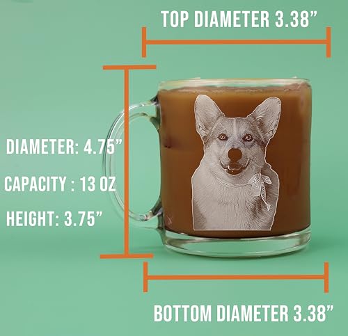 Taza de vidrio grabada personalizada para café 12oz miniatura 4