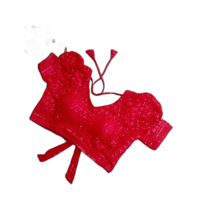 New Trending Designer Fancy Sequence Hakoba Pop Sleeve Women Blouses|Style - 403 Women's Blouse for The Size of - 30