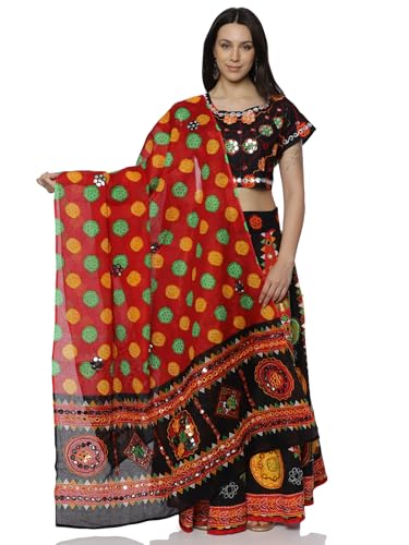 Navratri Dandiya Lehenga Choli for Women in Multi Color with Blac...