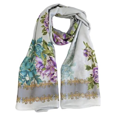 FINIZO Mulberry Silk Feeling Long Scarf for Women Large Shawls for Headscarf and Neck Sunscreen Shawls Cover