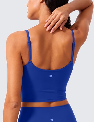 Image of CRZ YOGA Butterlift Scoop Neck Crop Tank Top | Medium Support, Removable Pads, Yoga, Buttery Soft, Adjustable U Back, Longline Sports Bras for Women