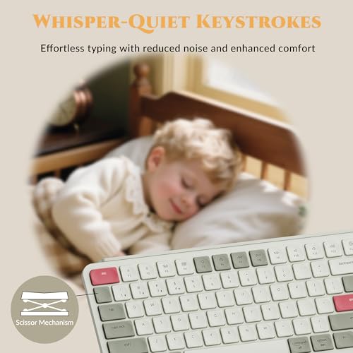 Image of Keychron B6 Pro Ultra-Thin Wireless Keyboard, Full-Size ZMK with Numeric Keypad Quiet Typing, 2.4 GHz /Bluetooth 5.2 /Wired Connection Long Battery Life, Compatible with Mac Windows Linux - Retro Red