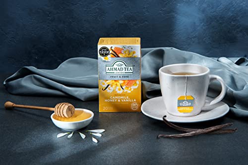 Ahmad Tea Herbal Tea, Camomile, Honey, & Vanilla Teabags, 20 Ct (Pack Of 6) - Decaffeinated & Sugar-Free #TOP1