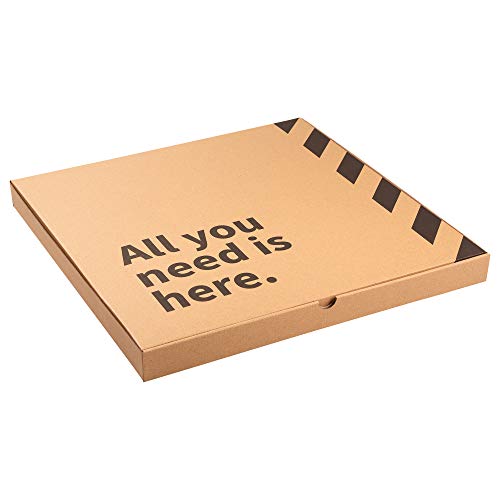 packer PRO Pack 25 Cajas Pizza Kraft para Restaurantes Delivery, Familiar 50x50x4cm