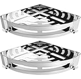 NearMoon Bathroom Shower Caddy 2 Pack, 304 Stainless Steel Shower Organizer with 2 Hooks, No Drill (Corner Shelf, Chrome Finish)