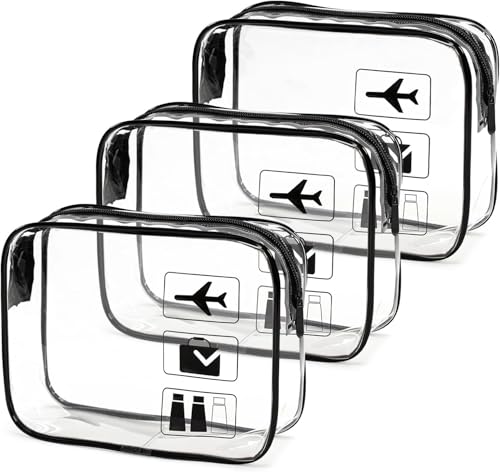 Transparente Kulturbeutel Flughafen-zugelassen 20x15x6cm Reise Kosmetiktasche Durchsichtig mit auslaufsicherem Reißverschluss Verdickte Kosmetiktasche für Damen & Herren Reiseutensilien
