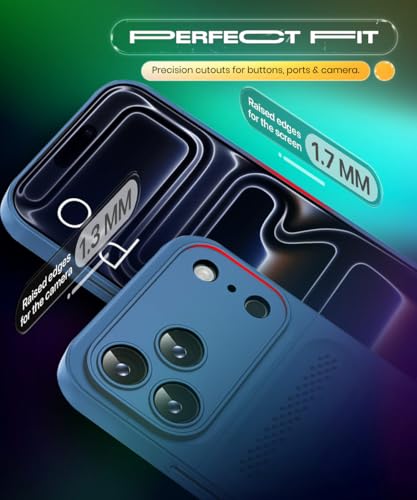 Image of WOW IMAGINE Ultimate Silicone Back Cover Case for iPhone 17 Pro | Heat Dissipation Thin Soft TPU | 360 Camera Protection | Breathable Cooling Holes - Deep Blue