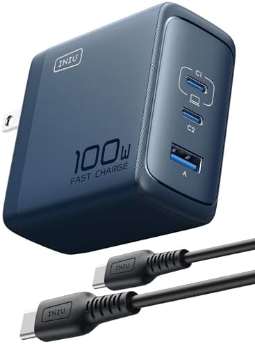 INIU for Macbook Pro Air Charger, 100W 3-Port PD Fast Charging, C...