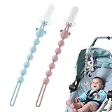 LKJAUOZ 2 Piezas Chupetero de Silicona, Chupetero, Enganche para Chupete de Bebé, Suave y Duradero, para Bebés Niños y Niñas