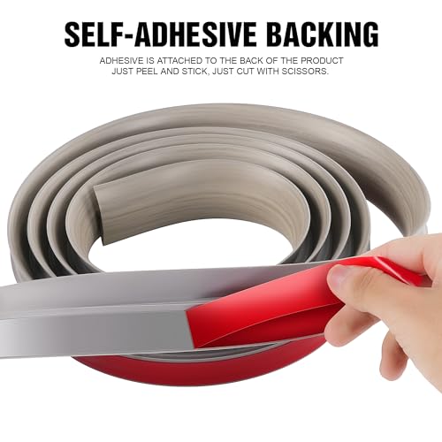 BNELL Floor Transition Strip Self Adhesive-PVC Carpet & Floor Edging Trim Strip,Threshold Transitions Suitable for Threshold Height Less Than 7mm (9.84FT_Gray Wood Grain)