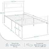 Yaheetech Bettrahmen 90 x 200 cm Metallbett mit Lattenrost Einzelbett/Doppelbett Gästebett Jugendbett mit Kopfteil für Schlafzimmer Gästezimmer Weiß