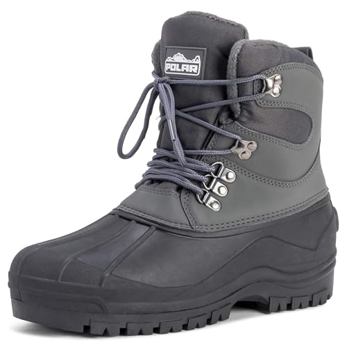 Mens Snow Waterproof Duck Hiking Bean Hiker Walking Short Ankle Boots - Gray - US11/EU44 - YC0441