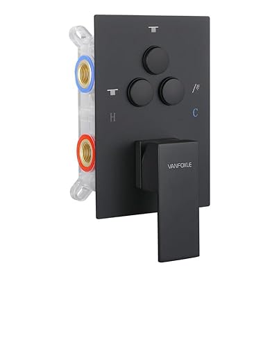 VANFOXLE Shower Faucet Set Matte Black Shower System, Push Button
