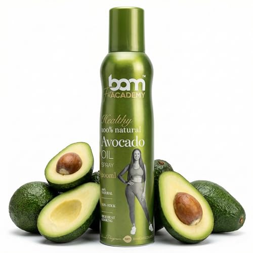 BAM Huile d’Avocat en Spray 200 ml – Huile Avocat Alimentaire en Spray Pour Cuisiner, Frire et Griller – Riche en Bonnes Graisses – Spray de Cuisson Idéal Pour Chefs et Pâtissiers
