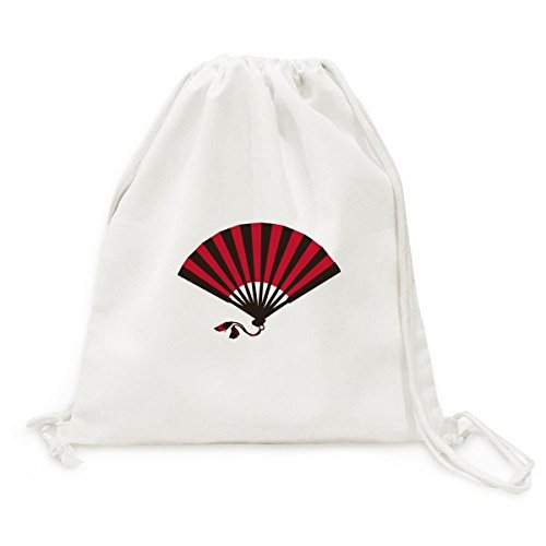 Sac cordon toile fan japonaise rouge noir idéal pour vos balades urbaines