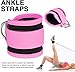 Ankle Strap Ankle Resistance Band Wrist Cuff Padded Strap Adjustable Fitness Glute Kickback D-Ring for Cable Machine Gym Foot Leg Training Brace Support 1 Pack (pink)