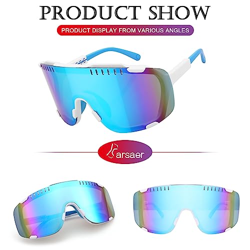 Karsaer Vision Cycling Sports Sunglasses Windproof Goggles for MTB Running Beach Volleyball Baseball Large 80s Visor Shades2