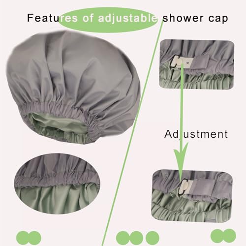 Bonnet de douche de luxe doublé en satin Genergy ajustable grand format - 3