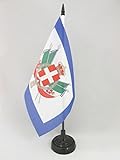 italia regno 1861 Tessuto : Poliestere 100D AZ FLAG Bandiera da Tavolo Stemma Regno d\'Italia 1861-1870 21x14cm - Piccola BANDIERINA Reale Italiana 14 x 21 cm