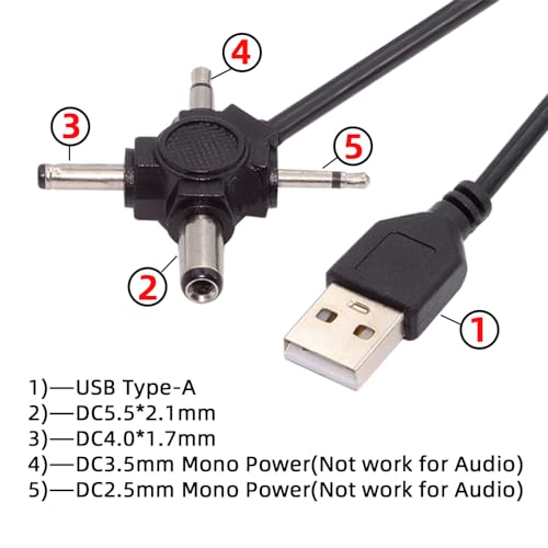 Cable conector USB 2.0 tipo A macho a 4 en 1 DC 5V miniatura 6