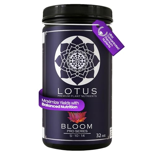 Lotus Nutrients Bloom Pro Series Water Soluble Hydroponic Plant Food for Flowering and Fruiting 14+ Ingredient Powder with 100% Chelated Micronutrients and Amino Acids Coco Coir Hydro Soil (32oz)