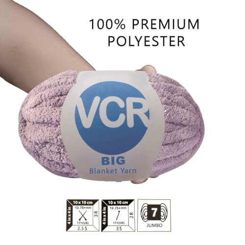 Image of VCR Faded Purple Yarn, 200 Grams Big Chunky Hank, 22 Meters Length, Suitable for Knitting Blankets and Pillows, 100% Polyester Yarn Ball for Crochet DIY, Soft Threads, Pack of 1
