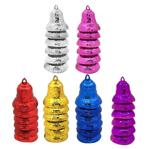 ARTIBETTER Christmas Tree Accessory 6pcs/package Christmas Bells Ornaments Festive Plastic Pendant Decorations Random Color