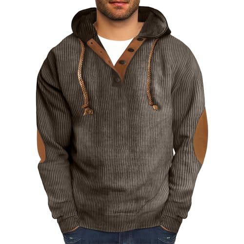 Mens Casual Corduroy Hoodies 1/4 Zipper Outdoor Travel Long Sleeve Fall Pullover Sweatshirt with Elbow Patches3