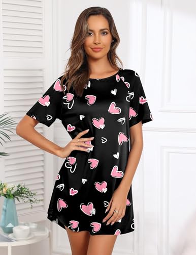Image of Ekouaer Sleep Shirts for Women Short Sleeve Night Shirts for Sleeping Pullover Nightgown Soft Nightdress S-XXXL